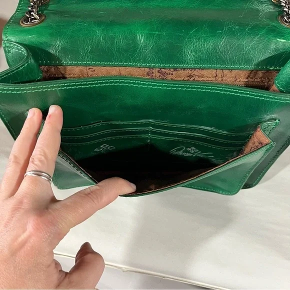 Patricia Nash Discovery Green Studded Merano Leather Shoulder Bag - Picture 7 of 16